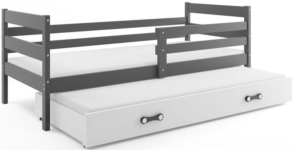 eoshop Detská posteľ s prístelkou ERYK 2 80x190 cm, grafitová/biela (Voľba matraca: Penový matrac)